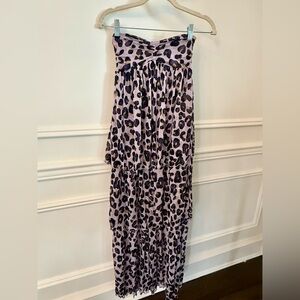 Diane Von Furstenberg Strapless Leopard Print Tiered Maxi Skirt